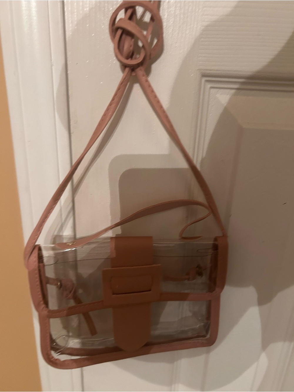 Clear PVC Crossbody Bag with Tan Trim